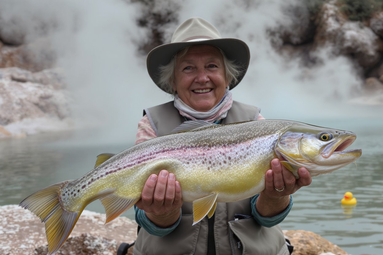 Beloved Local Trout Caught Napping in Hot Springs Pool