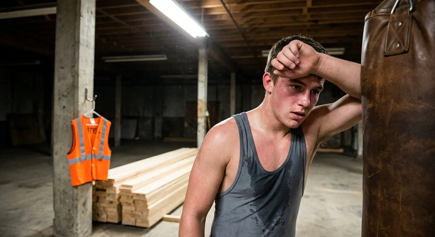 Bozeman High wrestling team conditions in warehouse
