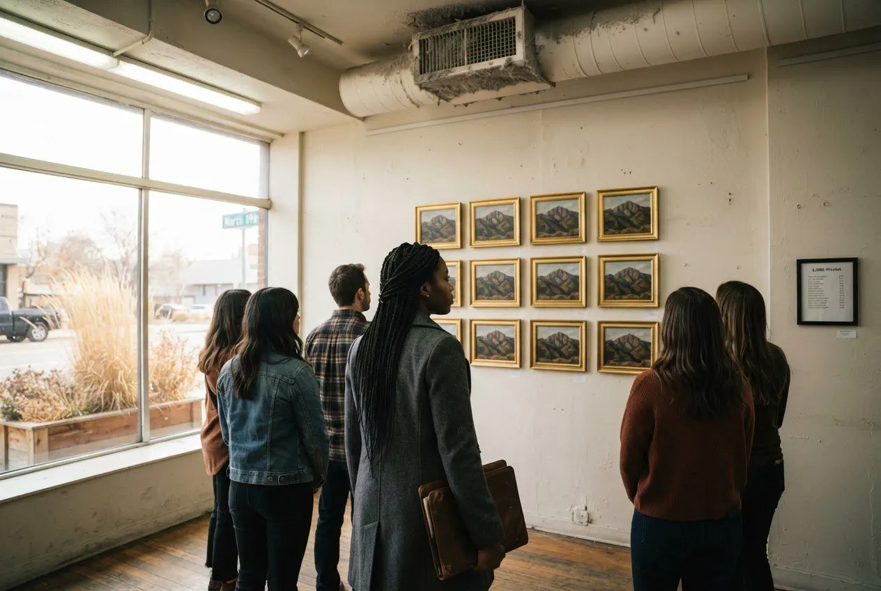 A candid, eye-level shot inside the Cottonwood Gallery.
