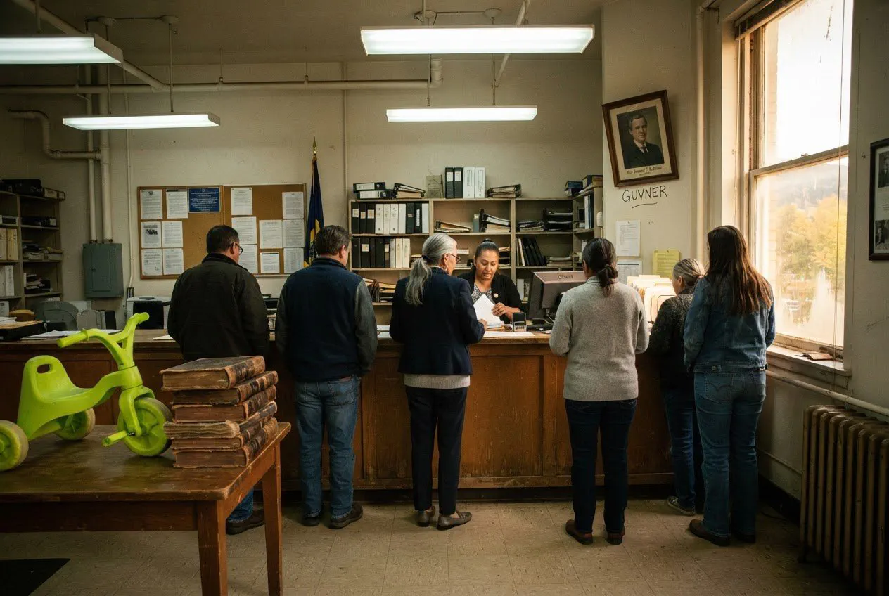 A wide-angle, candid shot from the back of the Gallatin County Courthouse clerk’s office.