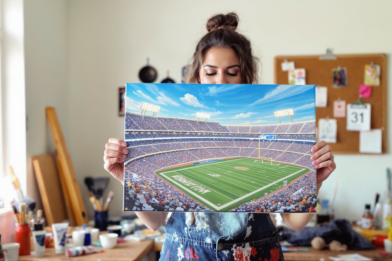 Local Artist Captures Spirit of Recent MSU Football Season in Mixed Media Masterpiece
