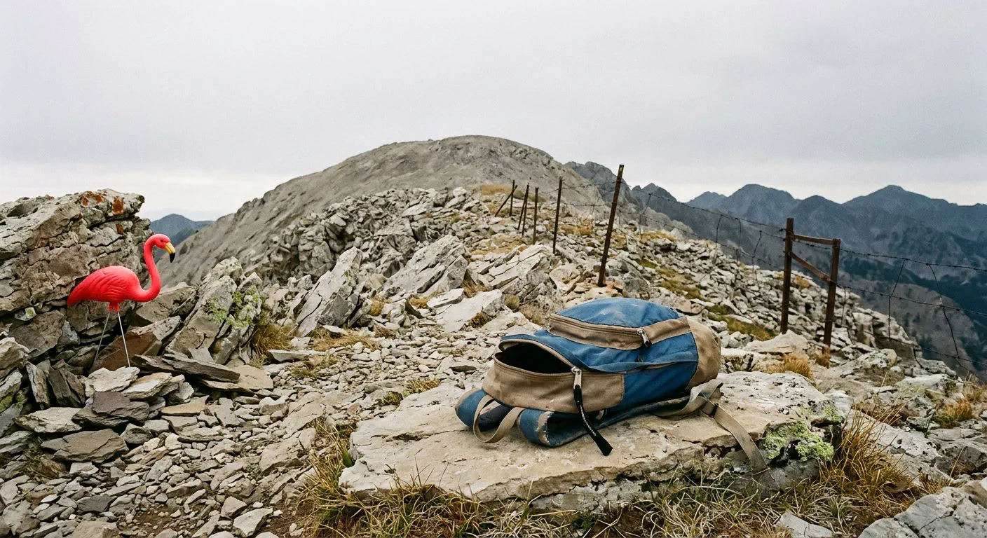 A wide, eye-level shot of the rocky, scree-covered ridge leading toward the summit of Sacagawea Peak in late August.